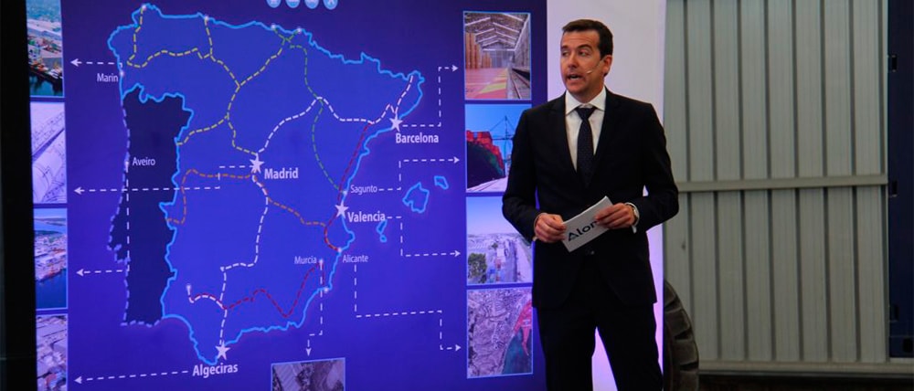 Francisco Ripoll at the presentation of Grupo Alonso's global logistics plan at the Can Tunis logistics platform