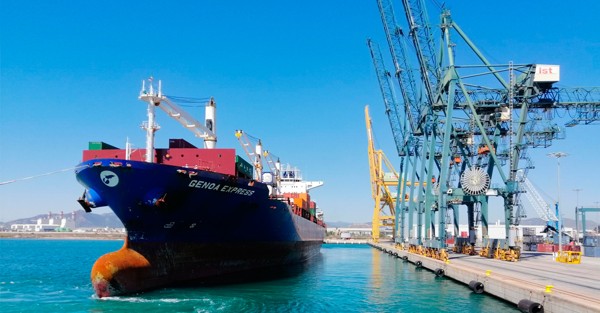 Container ships at Intersagunto Terminales, the Alonso Group's port terminal in Sagunto.