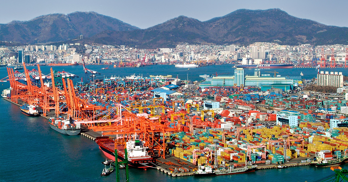 Imagen aérea del puerto de Busan