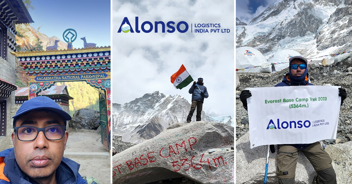 Nuestro compañero de Alonso Logistics India en el campo base del Everest